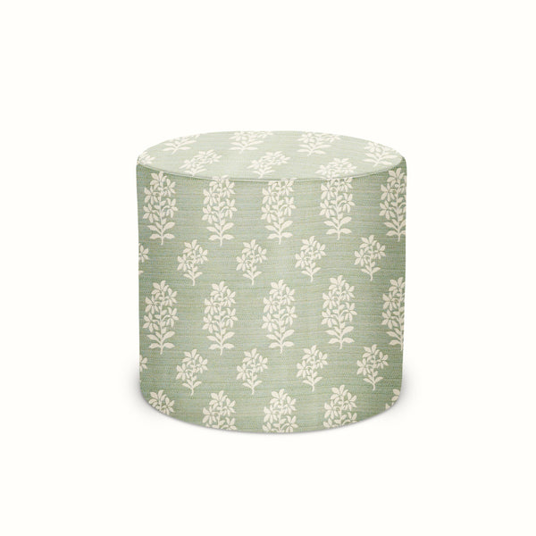 Indoor/Outdoor Pouf in Peter Dunham Textiles Asha Pale Green