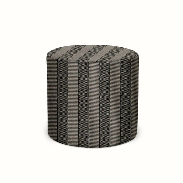 Indoor/Outdoor Pouf in Peter Dunham Textiles Asilah Black on Natural