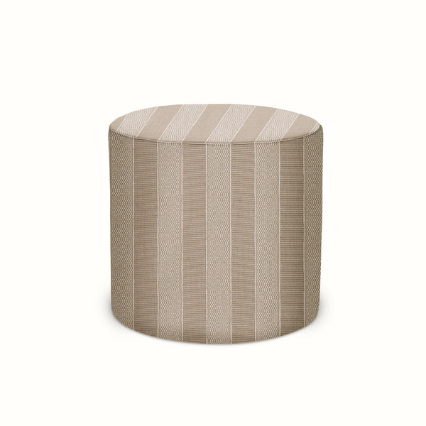 Indoor/Outdoor Pouf in Peter Dunham Textiles Asilah Stone on Natural