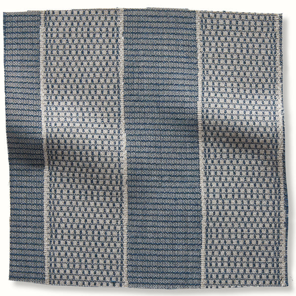 Indoor/Outdoor Pouf in Peter Dunham Textiles Asilah Indigo on Natural