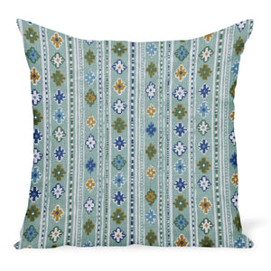 Peter Dunham Textiles Gita in Indigo/Olive on Green Pillow