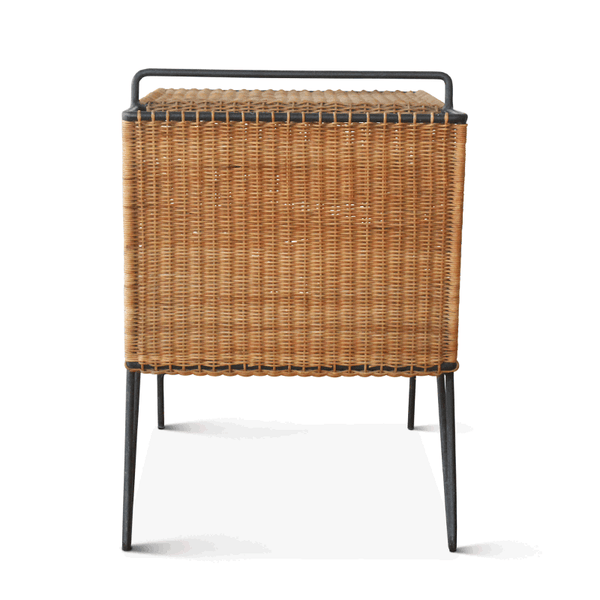 Vintage Iron and Wicker End Table, France, 1950s