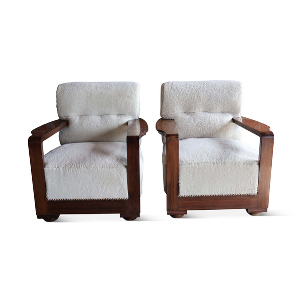 Pair of Club Armchairs in Sheepskin