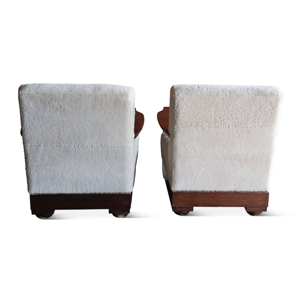 Pair of Club Armchairs in Sheepskin