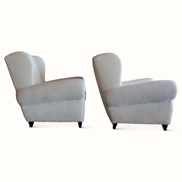 Pair of Maurice Rinck Attr. Club Chairs in Alpaca Wool, France, 1930s