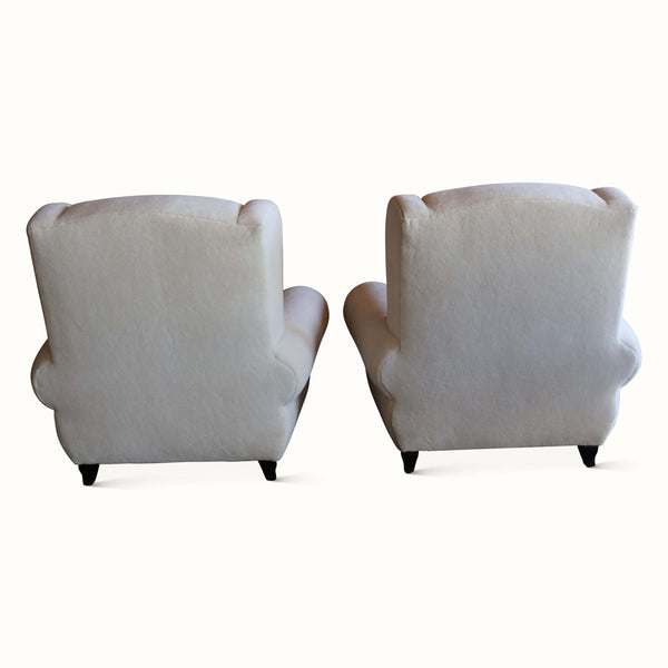 Pair of Maurice Rinck Attr. Club Chairs in Alpaca Wool, France, 1930s