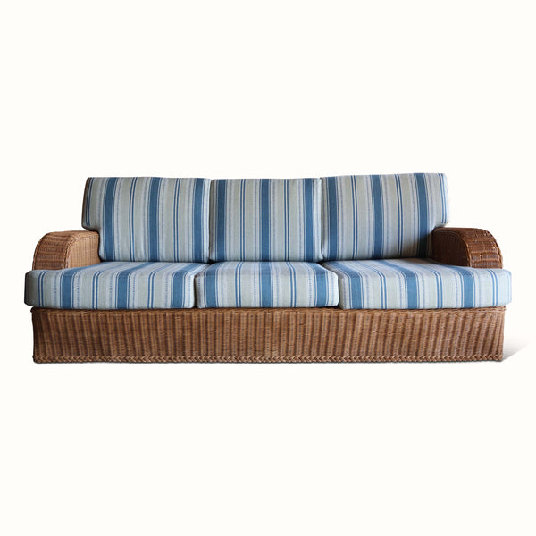 Wicker Sofa in Dhurrie Stripe