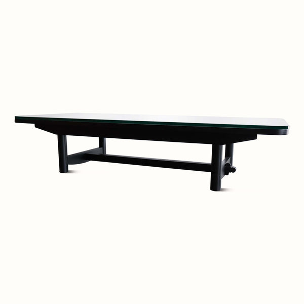 Ebonized Pine Coffee Table with Glass Top