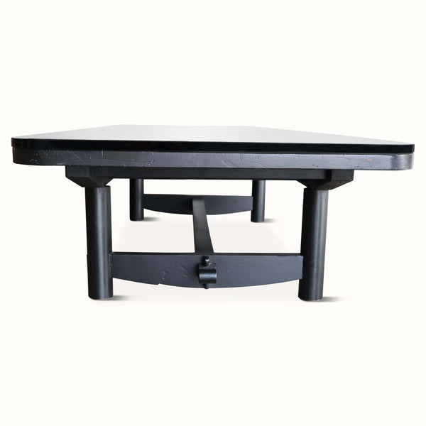 Ebonized Pine Coffee Table with Glass Top