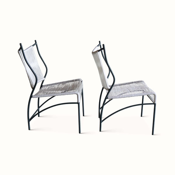 Pair of 1960s Patio Chairs with Cotton Cording