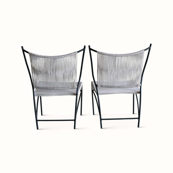 Pair of 1960s Patio Chairs with Cotton Cording