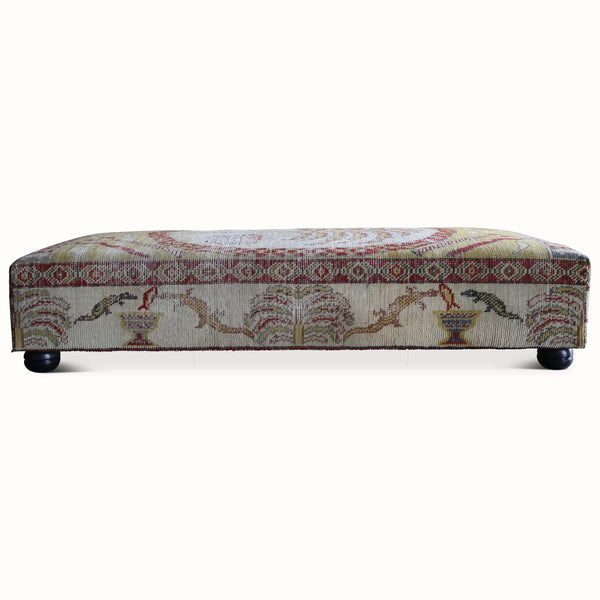 Upholstered Ottoman in an Antique 19th Century Khotan Rug