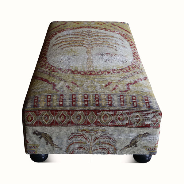 Upholstered Ottoman in an Antique 19th Century Khotan Rug