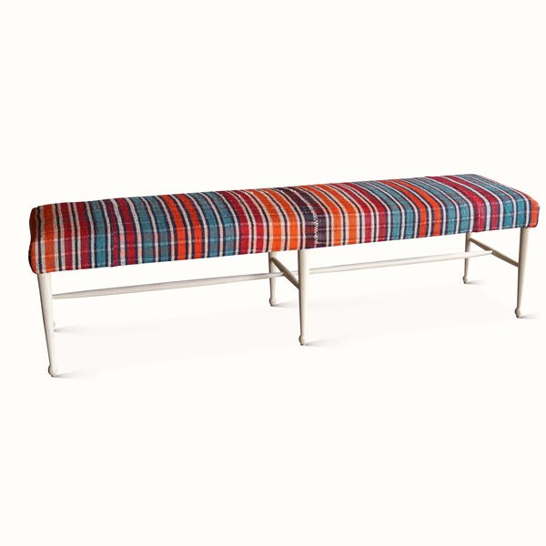 Madison Bench in a Vintage Persian Jajim Kilim.