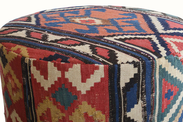 Pair of Poufs in a Vintage Turkish Rug