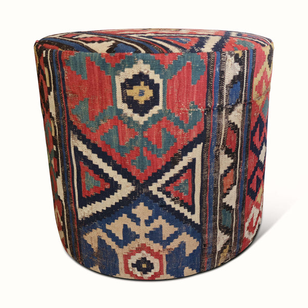 Pair of Poufs in a Vintage Turkish Rug