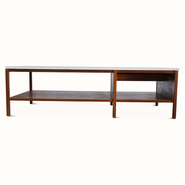 Paul McCobb Mahogany and Milk Glass Coffee Table for Calvin