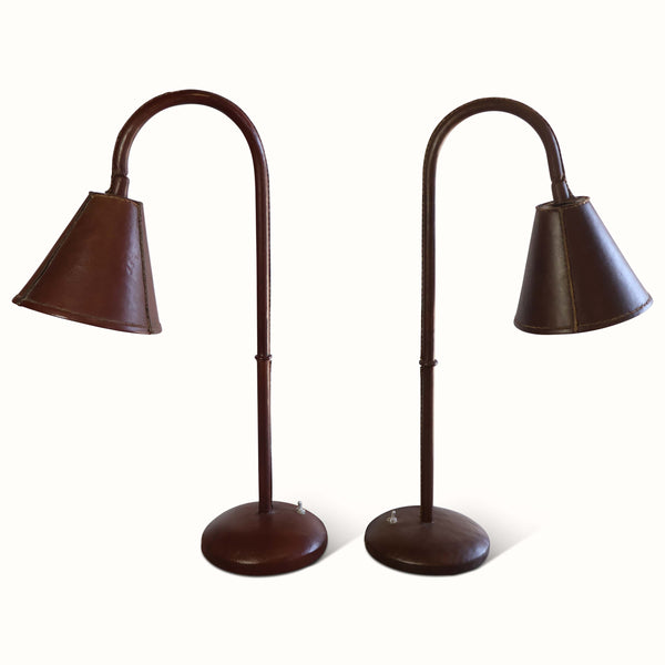 Leather Table Lamps by Valenti