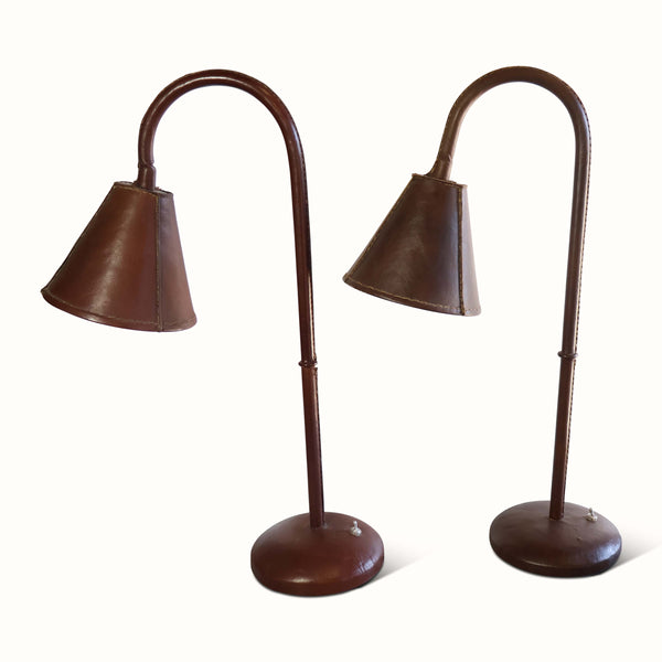 Leather Table Lamps by Valenti