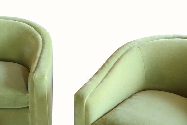 Pair of Mohair Swivel Chairs by Benjamin Baldwin