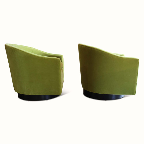 Pair of Mohair Swivel Chairs by Benjamin Baldwin