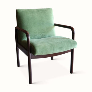 Walnut Armchair in Green Velvet