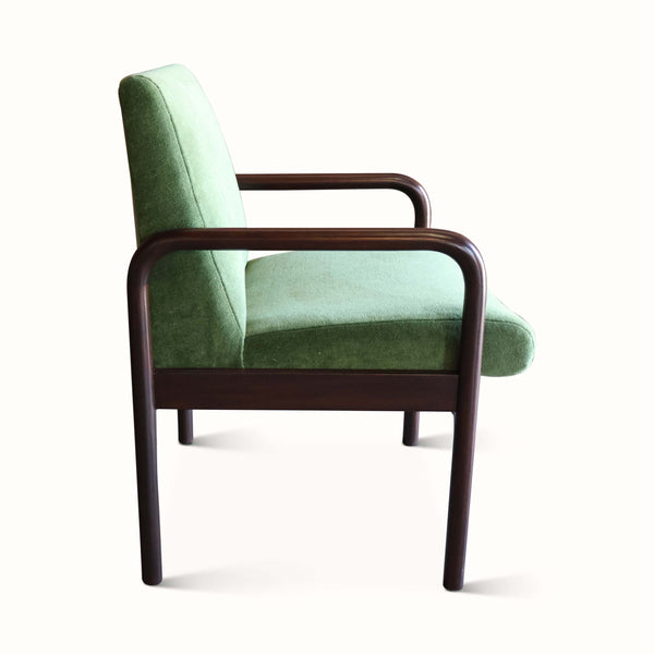 Walnut Armchair in Green Velvet