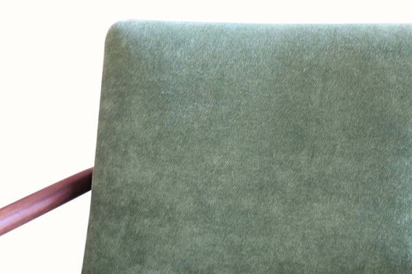 Walnut Armchair in Green Velvet