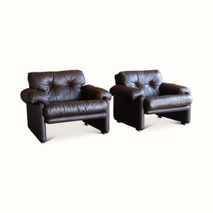 Pair of Leather Chairs by Tobia Scarpa for B&B Italia