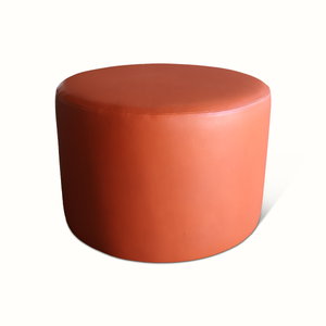 Orange Leather Pouf