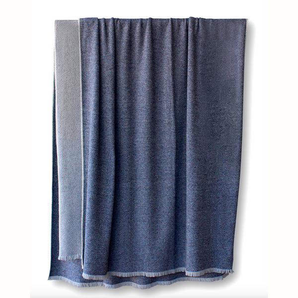 Iberia Blue Silk/Wool Bedcover and Throw