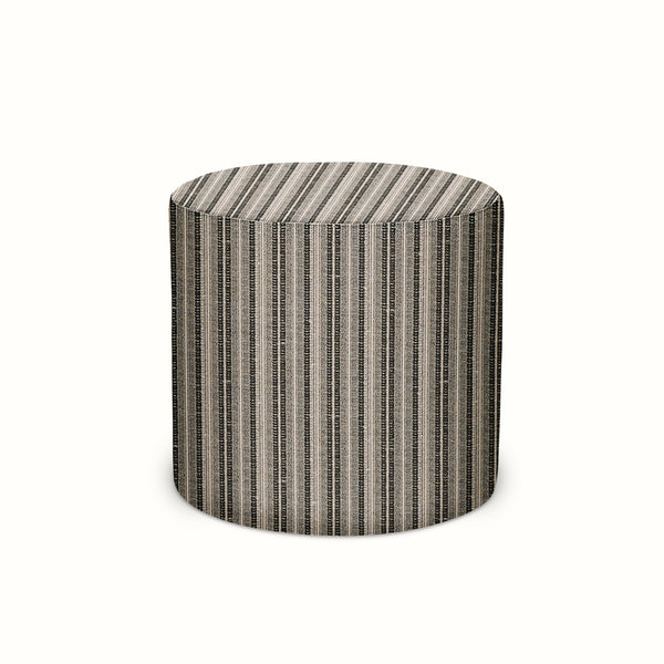 Indoor/Outdoor Pouf in Peter Dunham Textiles Majorelle Black on Natural