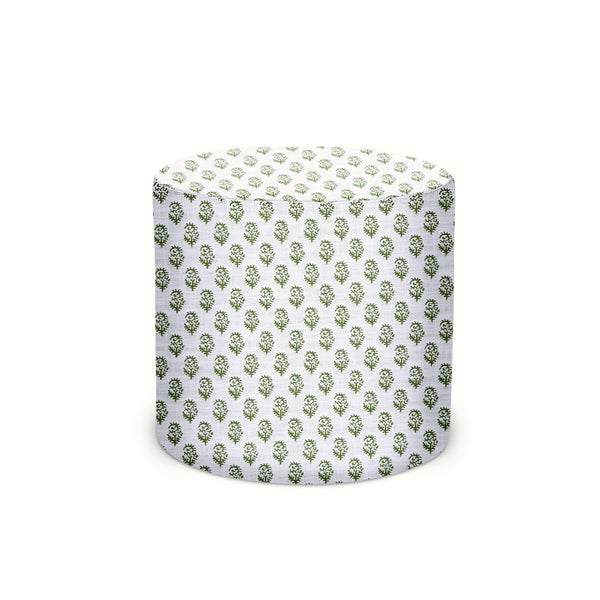 Indoor/Outdoor Pouf in Peter Dunham Textiles Rajmata Pear on White