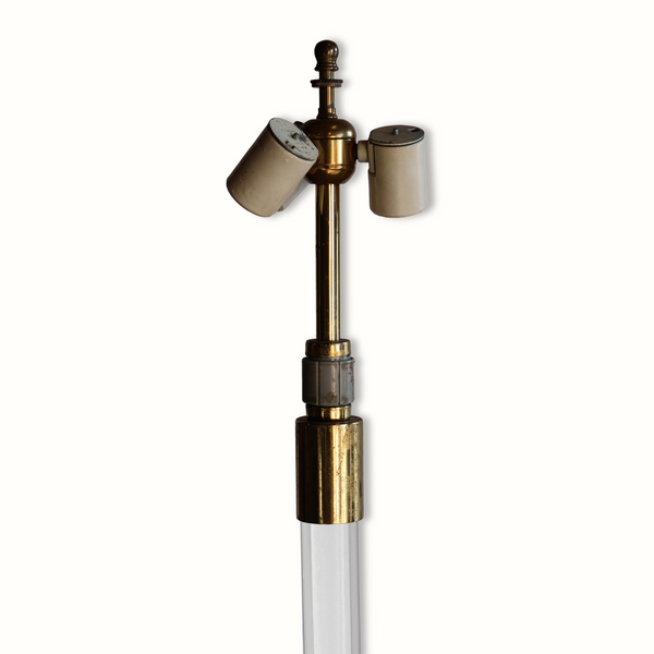 Glass Stemmed and Brass Floor Lamp by Hansen, 1970s. Pair Available