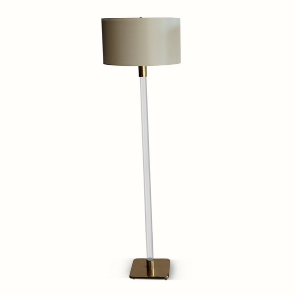 Glass Stemmed and Brass Floor Lamp by Hansen, 1970s. Pair Available