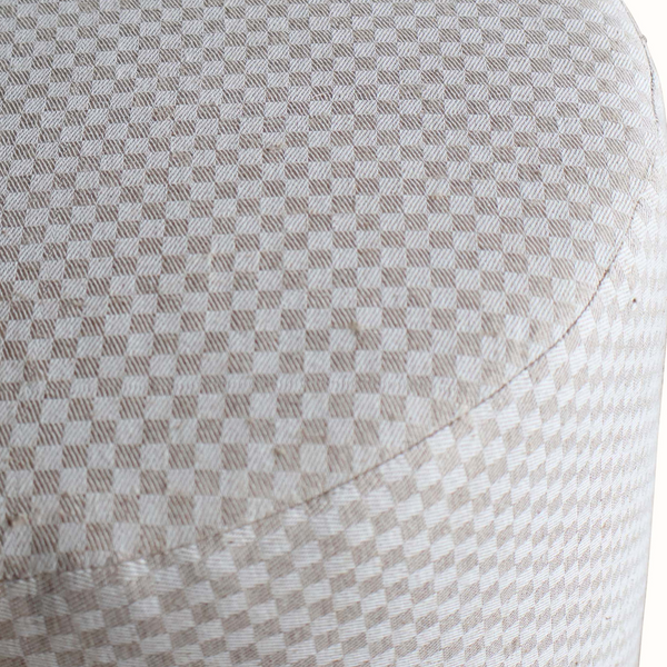 Upholstered Poufs in a Vintage French Checkerboard Linen