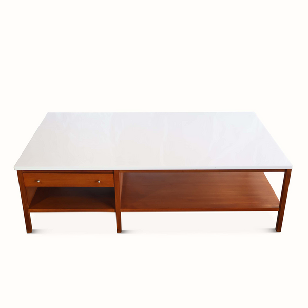 Paul McCobb Mahogany and Milk Glass Coffee Table for Calvin