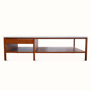 Paul McCobb Mahogany and Milk Glass Coffee Table for Calvin