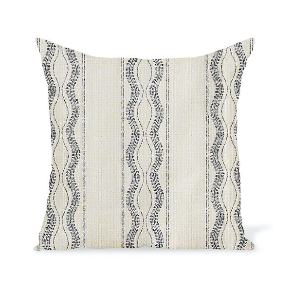 Peter Dunham Textiles Outdoor Zanzibar in Natural/Blue Pillow