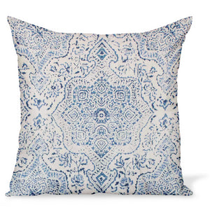 Peter Dunham Textiles Deeg in Blue on Tan Pillow